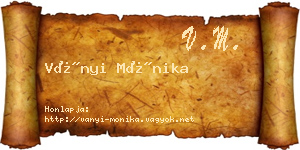 Ványi Mónika névjegykártya